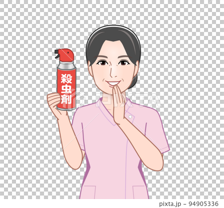 殺虫剤を持った若い主婦 94905336