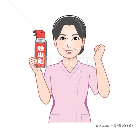 殺虫剤を持った若い主婦 94905337