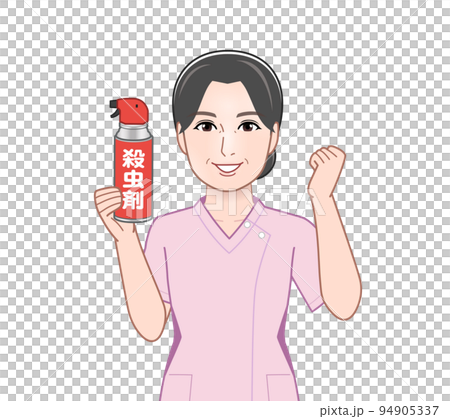 殺虫剤を持った若い主婦 94905337