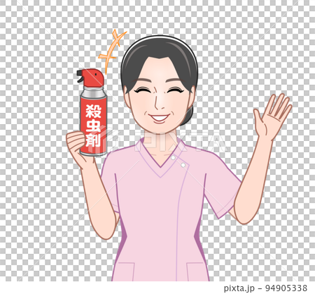 殺虫剤を持った若い主婦 94905338