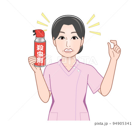 殺虫剤を持った若い主婦 94905341