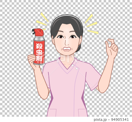 殺虫剤を持った若い主婦 94905341