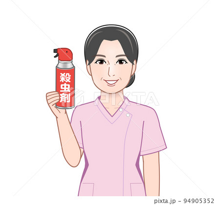 殺虫剤を持った若い主婦 94905352