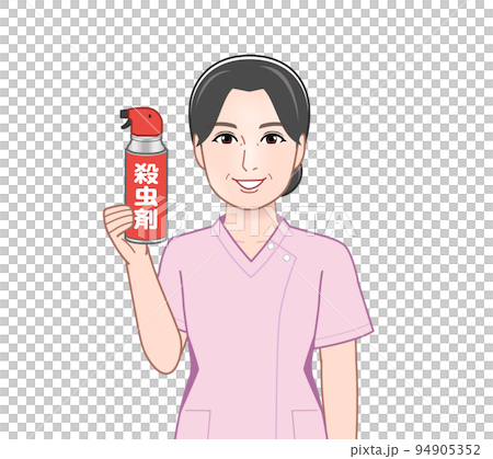 殺虫剤を持った若い主婦 94905352