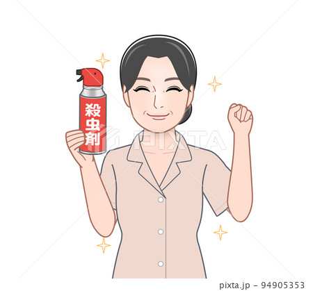 殺虫剤を持った若い主婦 94905353