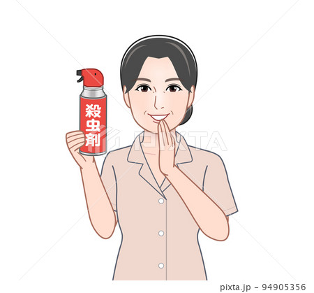殺虫剤を持った若い主婦 94905356