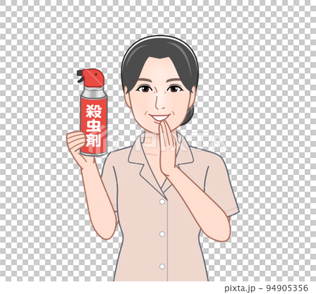 殺虫剤を持った若い主婦 94905356