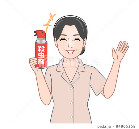 殺虫剤を持った若い主婦 94905358