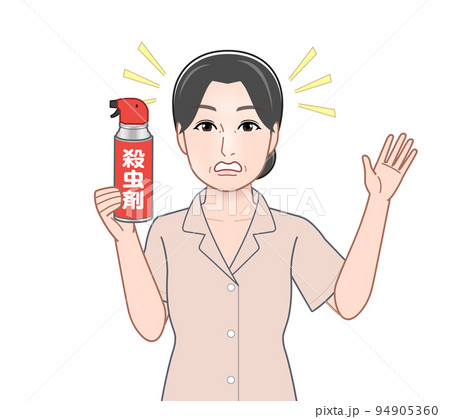殺虫剤を持った若い主婦 94905360