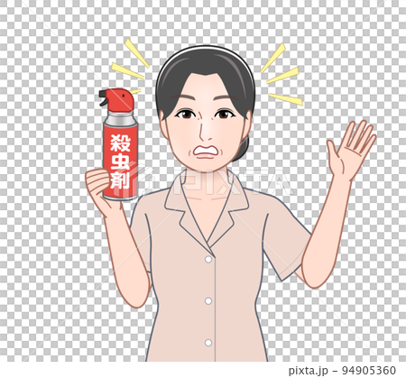 殺虫剤を持った若い主婦 94905360