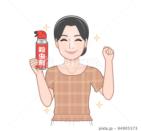 殺虫剤を持った若い主婦 殺虫剤を持った若い主婦 94905373