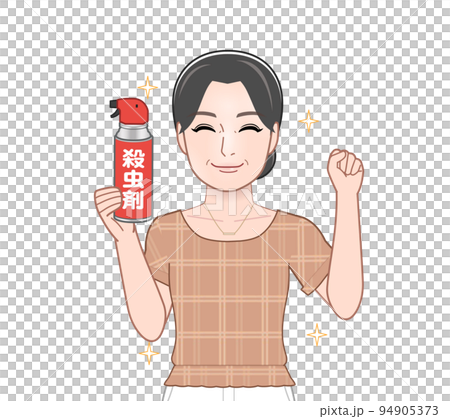 殺虫剤を持った若い主婦 殺虫剤を持った若い主婦 94905373