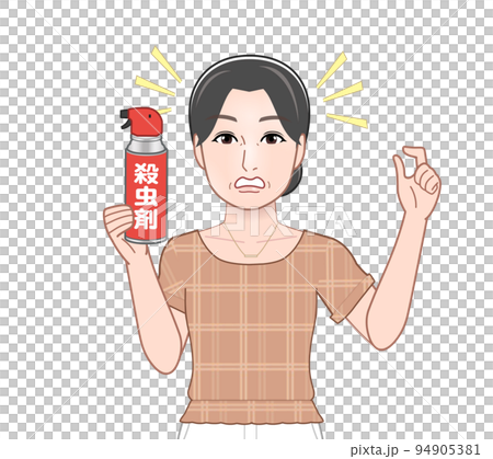 殺虫剤を持った若い主婦 94905381