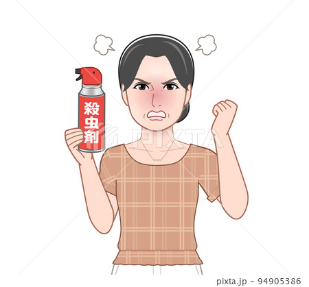 殺虫剤を持った若い主婦 94905386