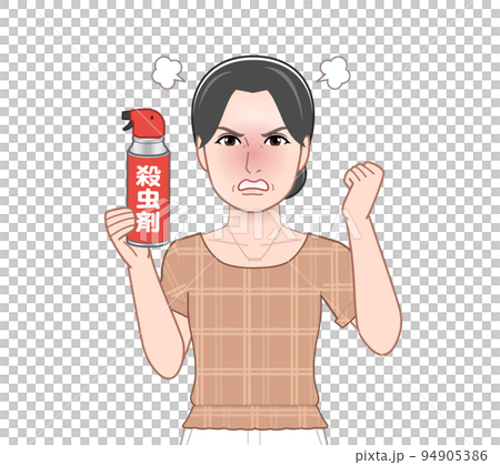 殺虫剤を持った若い主婦 94905386