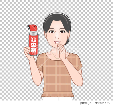 殺虫剤を持った若い主婦 殺虫剤を持った若い主婦 94905389