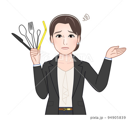 不要なプラスチックをもつ女性 94905839