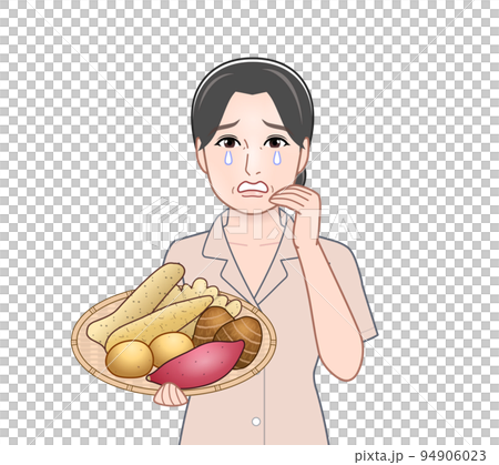 イモ類の食品を持った女性 94906023