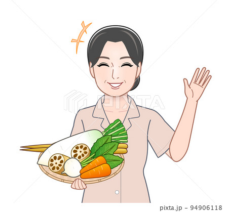 根菜類を持った若い女性 94906118