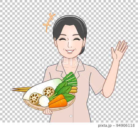 根菜類を持った若い女性 94906118