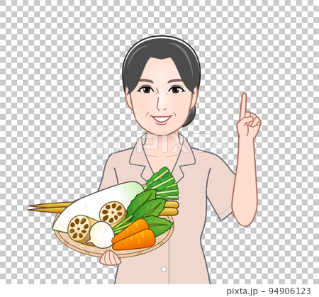 根菜類を持った若い女性 根菜類を持った若い女性 94906123