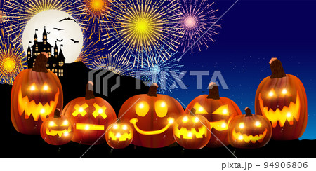 ハロウィン　かぼちゃ　花火　背景 94906806