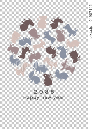 2035年 兔年 年賀状テンプレート 2035年 兔年 年賀状テンプレート 94907143