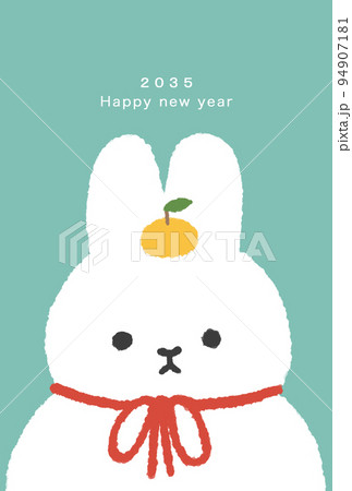 2035年 兔年 年賀状テンプレート 2035年 兔年 年賀状テンプレート 94907181