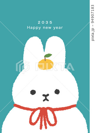 2035年 兔年 年賀状テンプレート 2035年 兔年 年賀状テンプレート 94907183