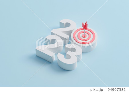 Dartboard and arrow with number. 3d rendering illustration 94907582