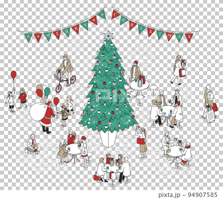 Christmas image (Christmas tree and people) Christmas image (Christmas tree and people) 94907585
