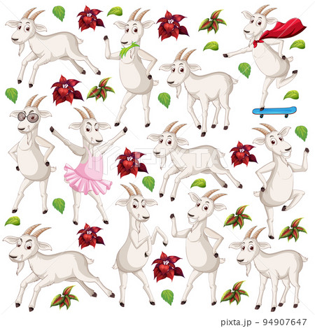 Seamless pattern with cute goats Seamless pattern with cute goats 94907647