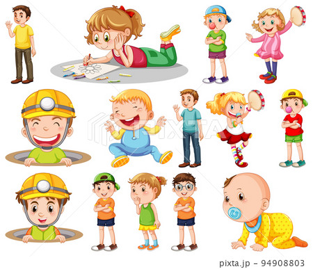 Happy children in different actions Happy children in different actions 94908803