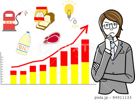 物価高騰を心配するビジネスマン 94911133