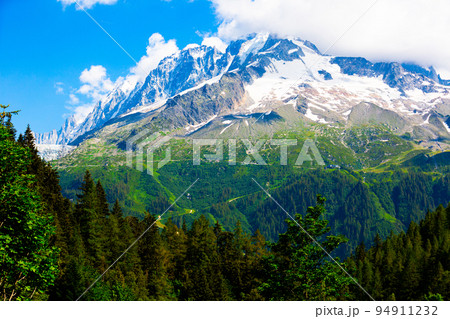 Mountains in Mont Blanc massif in French Alps 94911232