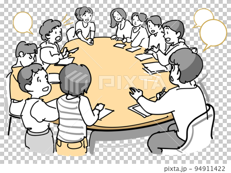 A meeting around the children's desks 94911422