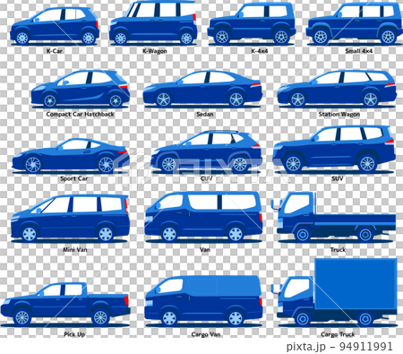 By car type By body type Car illustration Blue 94911991