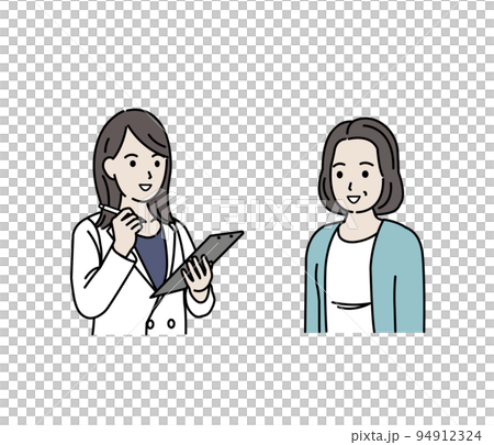 Middle-aged woman receiving a medical examination hospital clinic doctor examination patient counseling illustration 94912324