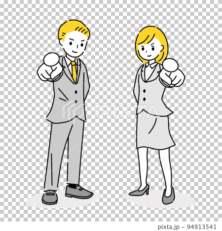 まっすぐ指差すビジネスパーソン 94913541