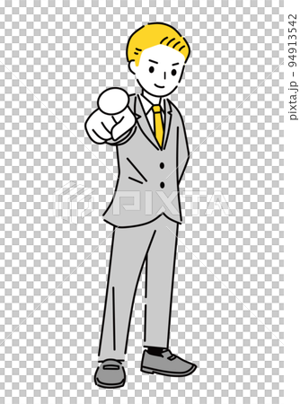 まっすぐ指差すビジネスマン 94913542