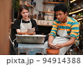 Beautiful woman making ceramic pottery on wheel, hands close-up. woman in freelance, business, hobby. 94914388