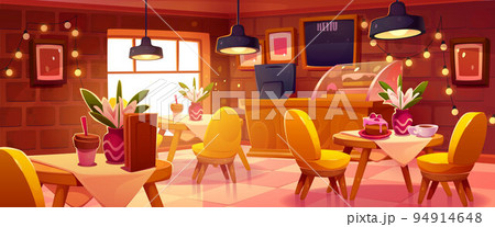 Cozy cafe interior, coffee shop, cafeteria, bakery 94914648