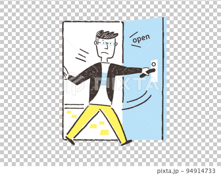 地震の際に避難経路を確保する男性イラスト 94914733