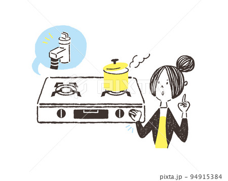 火の元を確認するイラスト 火の元を確認するイラスト 94915384