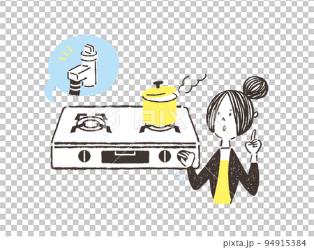 火の元を確認するイラスト 火の元を確認するイラスト 94915384