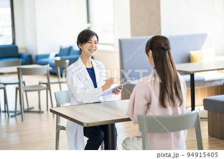女医、女性、診察、医者、医師、面談、ストレスチェック、ストレス、産業医面談、会社員、カウンセリング、 94915405