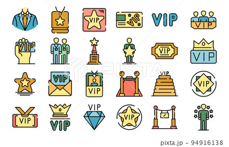 Vip icons set. Outline set of vip vector icons...のイラスト素材 [94916138] - PIXTA