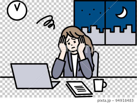 一個女人加班的插圖 一個女人加班的插圖 94918483