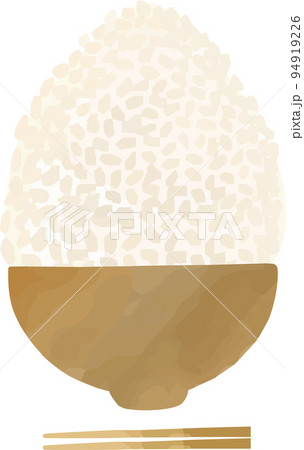 ごはん お米 白米 茶碗 お箸 和食 水彩 手描き イラスト素材 ごはん お米 白米 茶碗 お箸 和食 水彩 手描き イラスト素材 94919226