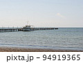 Photo seascape with a pier and a ship. Kherson region, the town of Skadovsk. 94919365